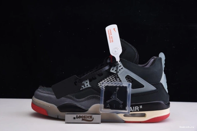 One Kick Retro Jordan CV9388-001 Air 4 x Off White Bred 0707
